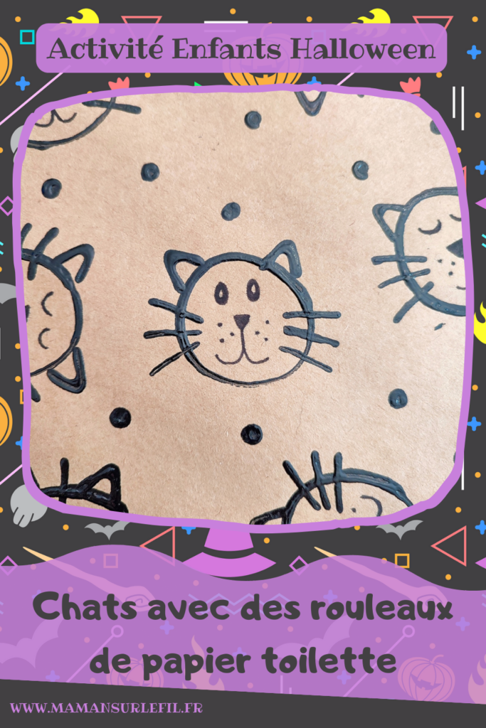 Activité créative et manuelle enfants - Peindre des chats avec des empreintes de rouleaux de papier toilette - Peinture et dessin - Techniques de peinture rigolotes - Coton tige pour les points - Récup' de rouleau de pq - Chats noirs et Kraft pour un thème Halloween - Bricolage facile et rapide pour un thème sur les animaux de la ferme, domestiques ou Halloween - Arts visuels et atelier Maternelle et élémentaire - Créativité - Cycle 1 ou 2 - tutoriel photos - mslf