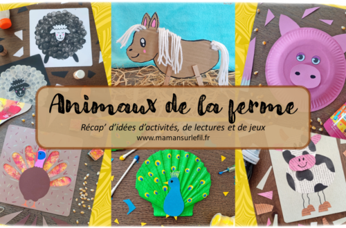 Récapitulatif Animaux de la ferme : Cochons, chevaux, ânes, vaches, poules, poussins, coqs, moutons, dindons, paons, maïs - idées activités lectures jeux sur un thème donné - différents types d'activités : sensorielle, créative, récup, peinture... - jeux à imprimer - Graphisme - Bricolages, peinture, dessin DIY - arts visuels et bricolages - littérature jeunesse - jeux de société - récap sur le fil - mslf