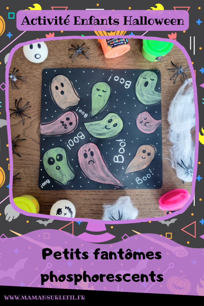 Activité créative et manuelle enfants - Créer des petits fantômes phosphorescents - Techniques de peinture rigolotes - Peinture qui brille dans le noir pour se faire peur - Thème Halloween - Bricolage facile et rapide - Arts visuels et atelier Maternelle et élémentaire - Créativité - Cycle 1 ou 2 - tutoriel photos et vidéos - mslf