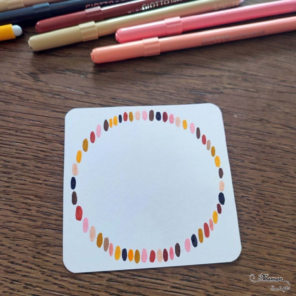 Activité créative et manuelle enfants - Dessiner un cercle de gens de différentes couleurs qui se tiennent la main - Thème autour du monde, géographie, amour, respect, bienveillance, acceptation des différences - Technique de dessin facile - Effet relief et ombres - Feutres différentes couleurs de peau - Facile et rapide - Carte à offrir - Arts visuels et atelier Maternelle et élémentaire - Créativité - Cycle 1 ou 2 - tutoriel photos - mslf