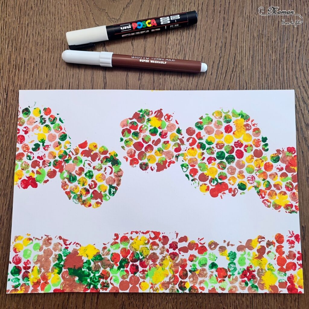 Activité créative et manuelle enfants - Peindre des arbres Automne avec du papier à bulles - Tableau automnal avec une technique de peinture rigolote - Récup', recyclage, surcyclage - Découpage, cercle et dessin - Arts visuels - Bricolage - Thème Automne, forêt, arbres - Bricolage facile et rapide - Arts visuels et atelier Maternelle et élémentaire - Créativité - Cycle 1 ou 2 - tutoriel photos - mslf