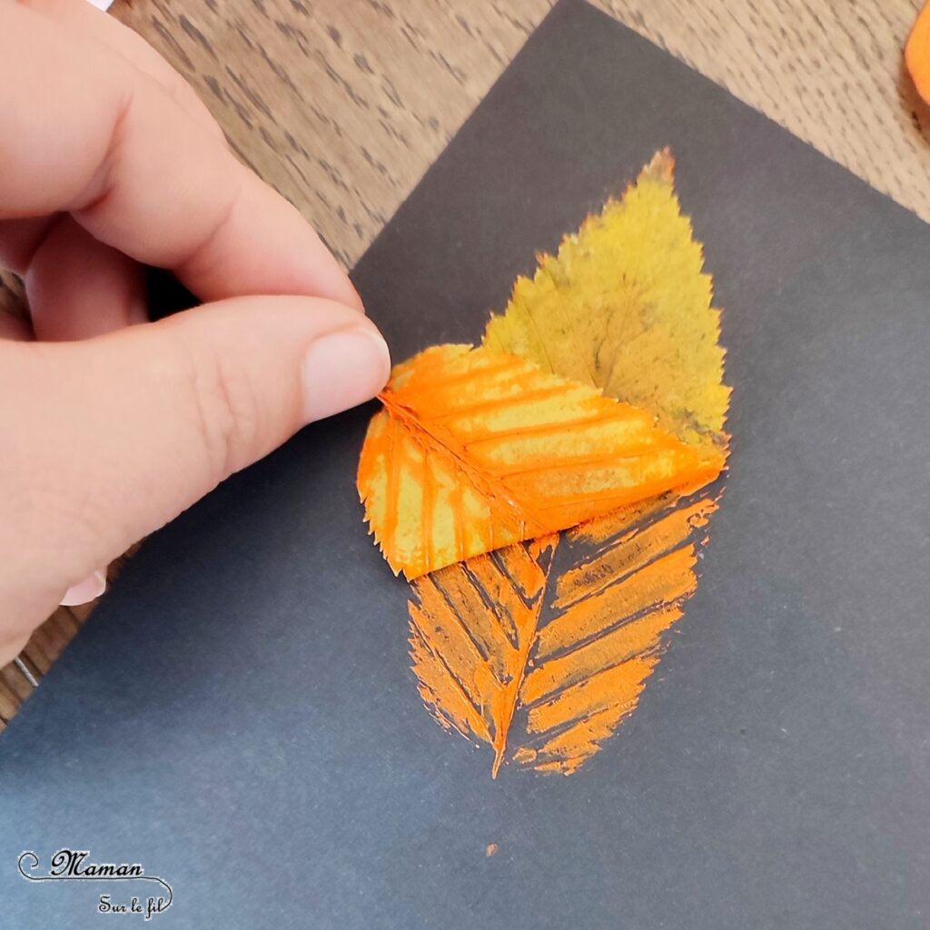 Activité créative et manuelle enfants - Empreintes de feuilles à la peinture et contours - Peindre avec de la gouache en stick et la nature - feuilles mortes d'automne - Dessin et graphisme - Effet aborigène pour un tableau automnal - Land art, atelier nature - Arts visuels - Bricolage - Thème Automne, forêt, arbres - Bricolage facile et rapide - Arts visuels et atelier Maternelle et élémentaire - Créativité - Cycle 1 ou 2 - tutoriel photos - mslf