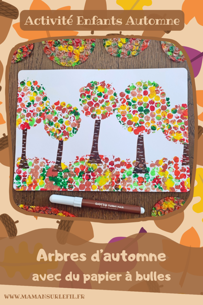 Activité créative et manuelle enfants - Peindre des arbres Automne avec du papier à bulles - Tableau automnal avec une technique de peinture rigolote - Récup', recyclage, surcyclage - Découpage, cercle et dessin - Arts visuels - Bricolage - Thème Automne, forêt, arbres - Bricolage facile et rapide - Arts visuels et atelier Maternelle et élémentaire - Créativité - Cycle 1 ou 2 - tutoriel photos - mslf