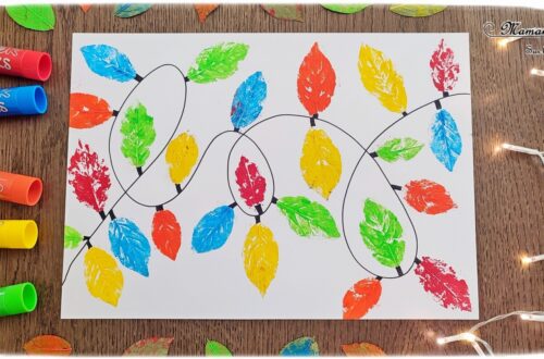 Activité créative et manuelle enfants - Peindre une guirlande lumineuse avec des empreintes de feuilles d'automne - Peinture, graphismes et dessins - Peindre une guirlande électrique avec de la gouache en stick et la nature - feuilles mortes d'automne - Activité de transition entre l'automne et Noël ou la nouvelle année - Land art, atelier nature - Arts visuels - Bricolage - Thème Décorations de Noël, arbres, feuilles, hiver, Noël, nouvel an, cartes de bonne année, de vieux - Bricolage facile et rapide - Arts visuels et atelier Maternelle et élémentaire - Créativité - Cycle 1 ou 2 - tutoriel photos - mslf