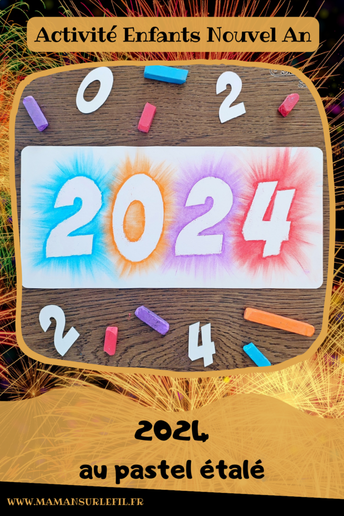 Créer une carte pour fêter une bonne année 2024 avec des pastels étalés : activité créative et manuelle enfants - Bricolage facile et rapide de cartes DIY - Carte de voeux fait maison - Découpage et technique des pastels secs étalés aux doigts pour un effet lumineux et coloré - Arts visuels et Bricolage maternelle ou élémentaire (cycles 1 et 2) - Thème Nouvelle année, bonne année, nouvel an - Créativité - tutoriel photos - mslf