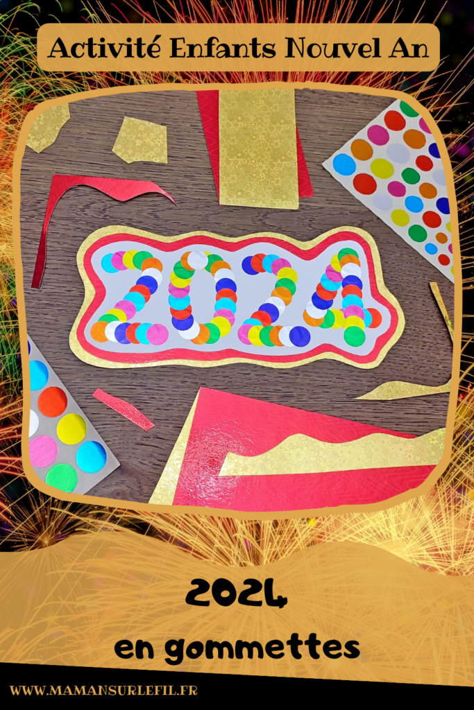 Créer une carte pour fêter une bonne année 2024 avec des gommettes : activité créative et manuelle enfants - Bricolage facile et rapide de cartes DIY - Carte de voeux fait maison - Découpage, collage et gommettes - Logique et respect d'un algorithme de couleurs - Récup' de chutes de papier coloré - Arts visuels et Bricolage maternelle ou élémentaire (cycles 1 et 2) - Thème Nouvelle année, bonne année, nouvel an - Créativité - tutoriel photos - mslf