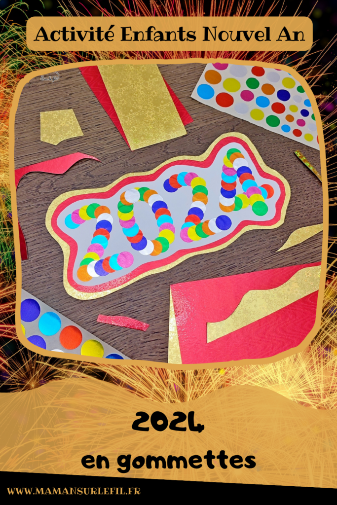 Créer une carte pour fêter une bonne année 2024 avec des gommettes : activité créative et manuelle enfants - Bricolage facile et rapide de cartes DIY - Carte de voeux fait maison - Découpage, collage et gommettes - Logique et respect d'un algorithme de couleurs - Récup' de chutes de papier coloré - Arts visuels et Bricolage maternelle ou élémentaire (cycles 1 et 2) - Thème Nouvelle année, bonne année, nouvel an - Créativité - tutoriel photos - mslf