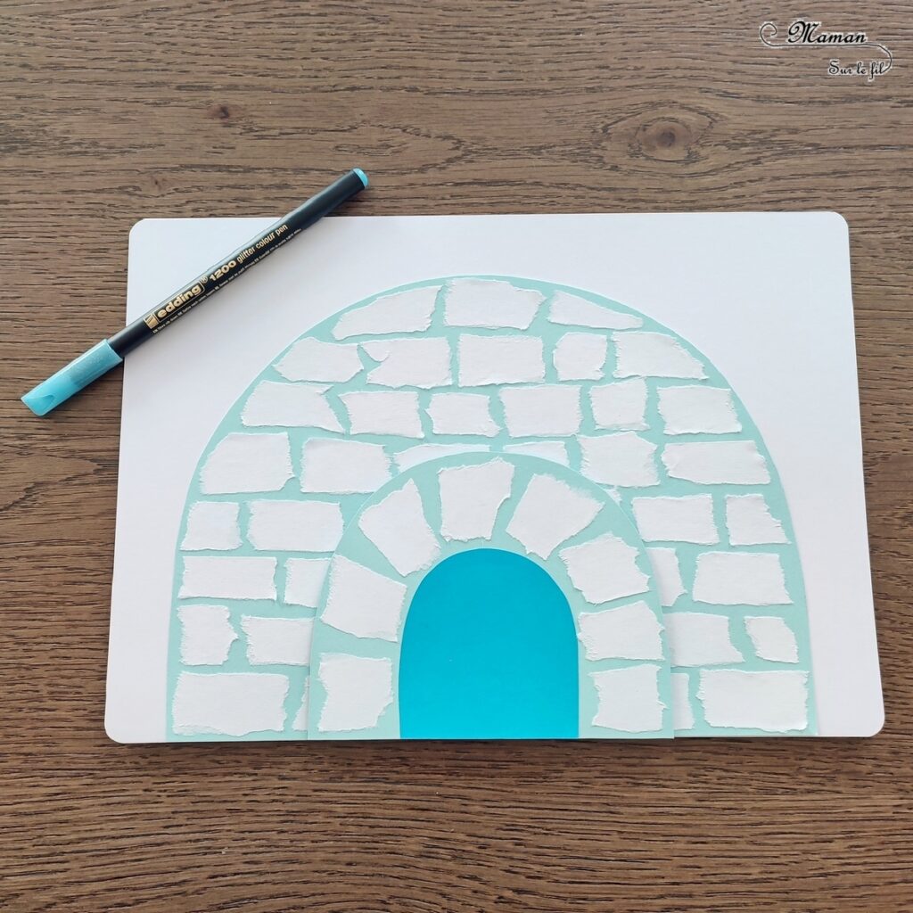 Créer un igloo en papier déchiré : activité créative, récup' et manuelle enfants - Déchirer, découper et coller du papier - Découpage et collage - Chutes de papier blanc - Dessin et graphismes - Arts visuels et Bricolage - Thème hiver, neige, froid, banquise, arctique et antarctique - Arts visuels et atelier Maternelle et élémentaire - Créativité - Cycle 1 ou 2 - tutoriel photos - mslf