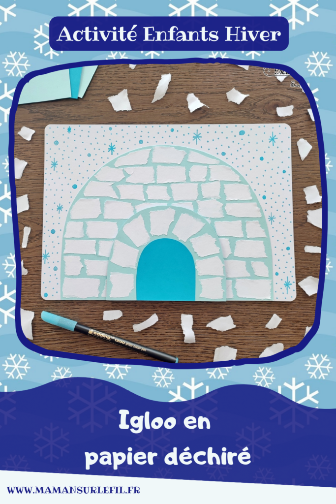 Créer un igloo en papier déchiré : activité créative, récup' et manuelle enfants - Déchirer, découper et coller du papier - Découpage et collage - Chutes de papier blanc - Dessin et graphismes - Arts visuels et Bricolage - Thème hiver, neige, froid, banquise, arctique et antarctique - Arts visuels et atelier Maternelle et élémentaire - Créativité - Cycle 1 ou 2 - tutoriel photos - mslf