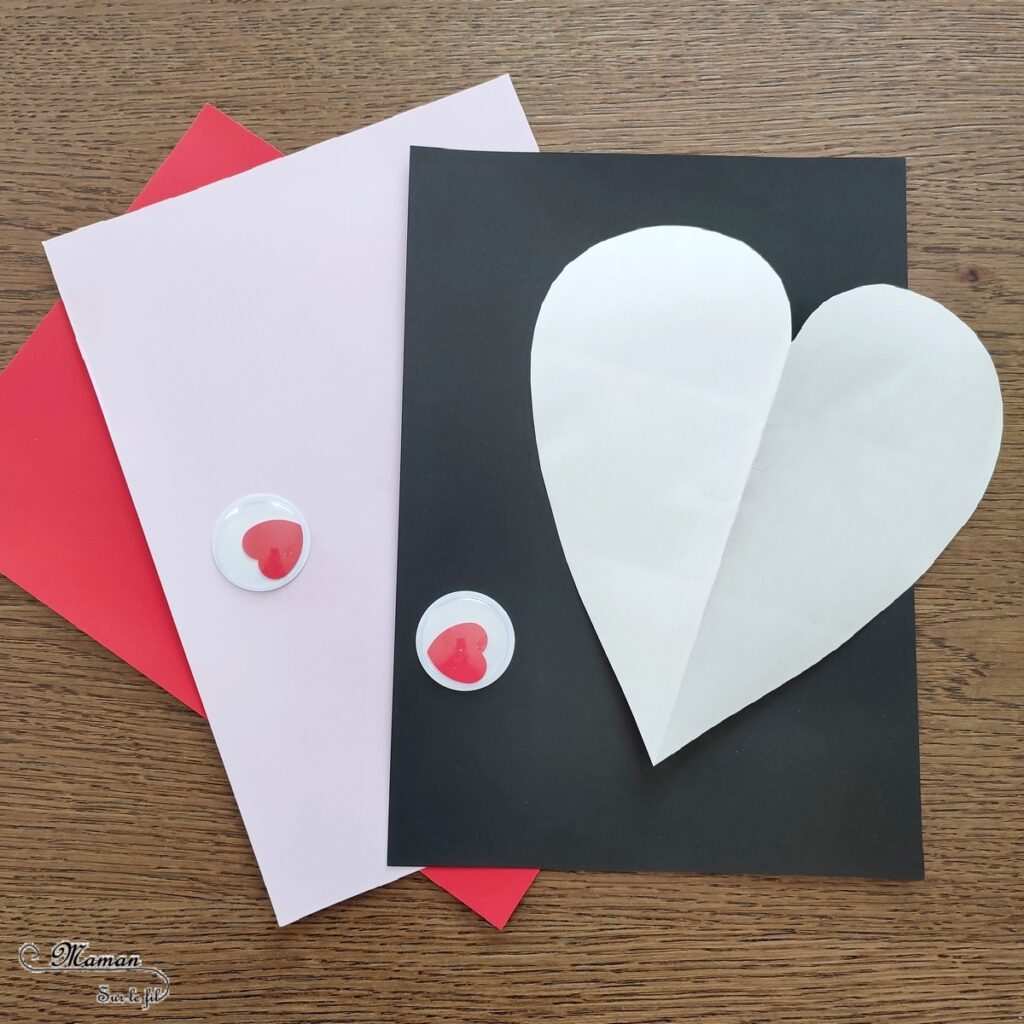 Fabriquer un coeur déchiré en son centre pour la Saint-Valentin ou tout autre occasion : activité créative et manuelle enfants - Récup' de chutes de papier divers - Déchirer, découper et coller du papier - Visage rigolo avec de gros yeux mobiles coeurs - Carte DIY - Fait maison - Dessin et graphismes - Arts visuels et Bricolage maternelle ou élémentaire (cycles 1, 2 et 3) - Thème Saint-Valentin, Amour, Amitié, à offrir, fête des mères, pères, grands-mères, grands-pères - Créativité - tutoriel photos - mslf