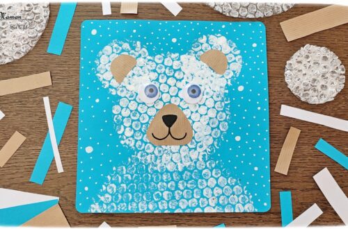 Peindre un ours polaire avec du papier à bulles : activité créative, récup' et manuelle enfants - Technique de Peinture rigolote - Découpage et collage - Récup' d'une enveloppe couleur Kraft et carton - Yeux mobiles, dessin et graphismes - Bricolage sympa pour une décoration hivernale - Surcyclage et recyclage - Arts visuels et Bricolage - Thème hiver, animaux de la banquise et du froid - Bricolage facile et rapide - Arts visuels et atelier Maternelle et élémentaire - Créativité - Cycle 1 ou 2 - tutoriel photos - mslf