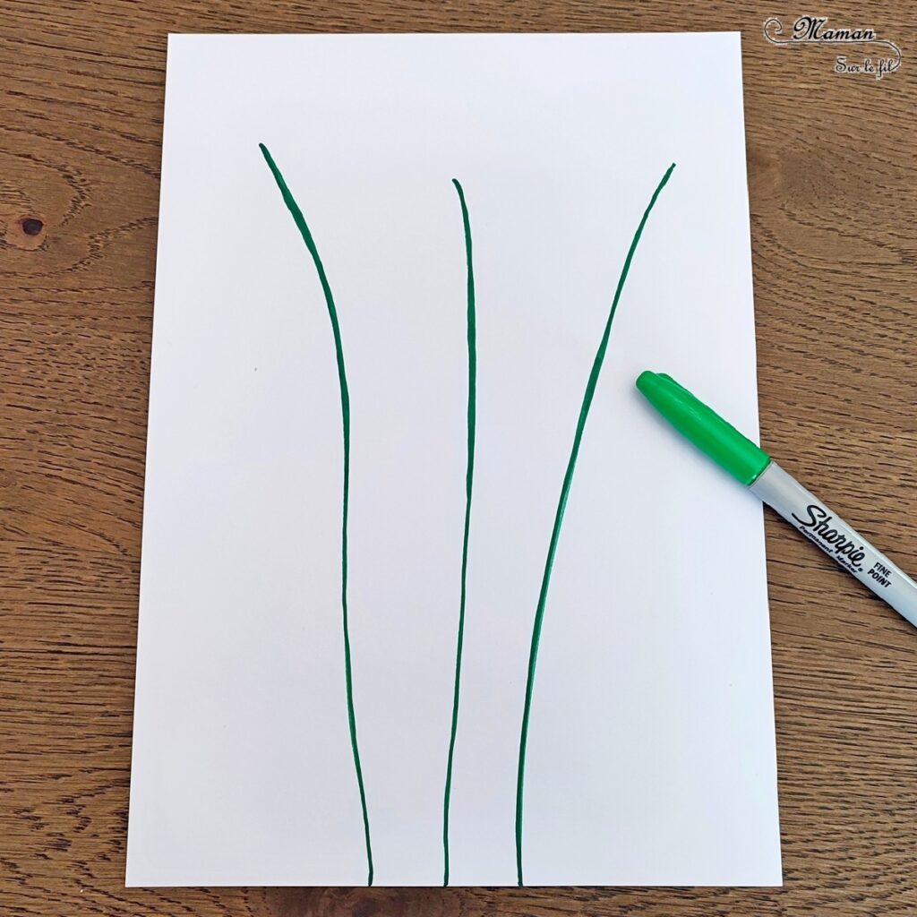 Peindre des jacinthes avec un coton-tige : activité créative, peinture et manuelle enfants - Dessin des tiges et feuilles - Peinture des fleurs avec la technique du pointillisme aux cotons-tiges - peinture de l'herbe et des feuilles au pinceau - Arts visuels et Bricolage - Thème printemps, jardin et fleurs - Bricolage facile et rapide - Arts visuels et atelier Maternelle et élémentaire - Créativité - Cycle 1 ou 2 - tutoriel photos - mslf