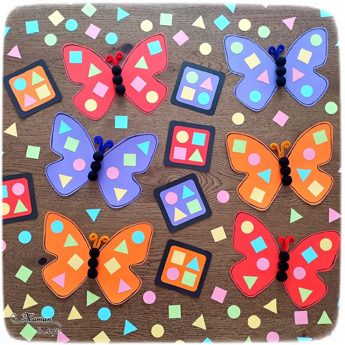 Lithyc 40 Pièces – Kit Bricolage Enfants Papillons Et Fleurs – Activité Manuelle Créative Mosaïque DIY