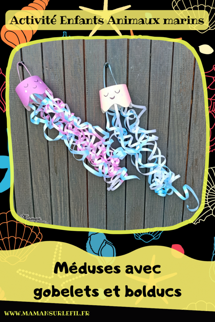 Fabriquer des méduses avec des gobelets et du bolduc : activité créative, récup' et manuelle enfants - Recyclage et surcyclage de gobelets ou verres en carton - Filaments, Tentacules avec des rubans Bolducs pour emballages cadeaux - Décoration, suspension DIY Fait maison - Thème animaux marins, poissons, été, aquarium, mer, océan - Bricolage sympa et facile - Arts visuels Maternelle et cycle 2 - Arts visuels et atelier Maternelle et élémentaire - Créativité - Cycle 1 ou 2 - tutoriel photos et vidéos - mslf