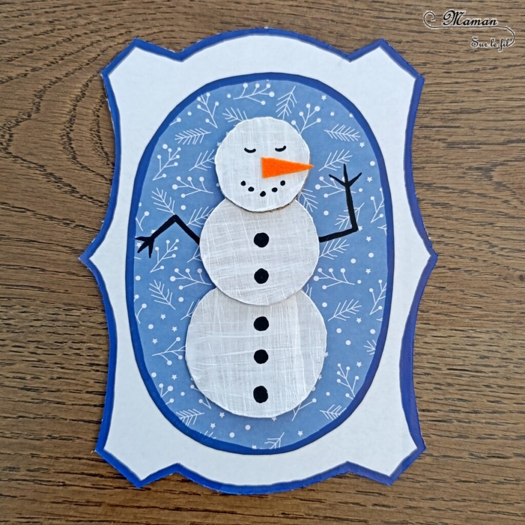 Fabriquer une galerie de portraits de bonhommes de neige : activité créative, récup' et manuelle enfants - Tableaux avec cadres à l'ancienne en carton - Surcyclage, recyclage - Découpage, collage, peinture, dessin - Géométrie, cercles, compas - Décoration hivernale DIY - Thème hiver, neige - Bricolage et décoration sympa et facile - Arts visuels Maternelle et cycle 2 - Maternelle et élémentaire - Créativité - Cycle 1 ou 2 - tutoriel photos - mslf