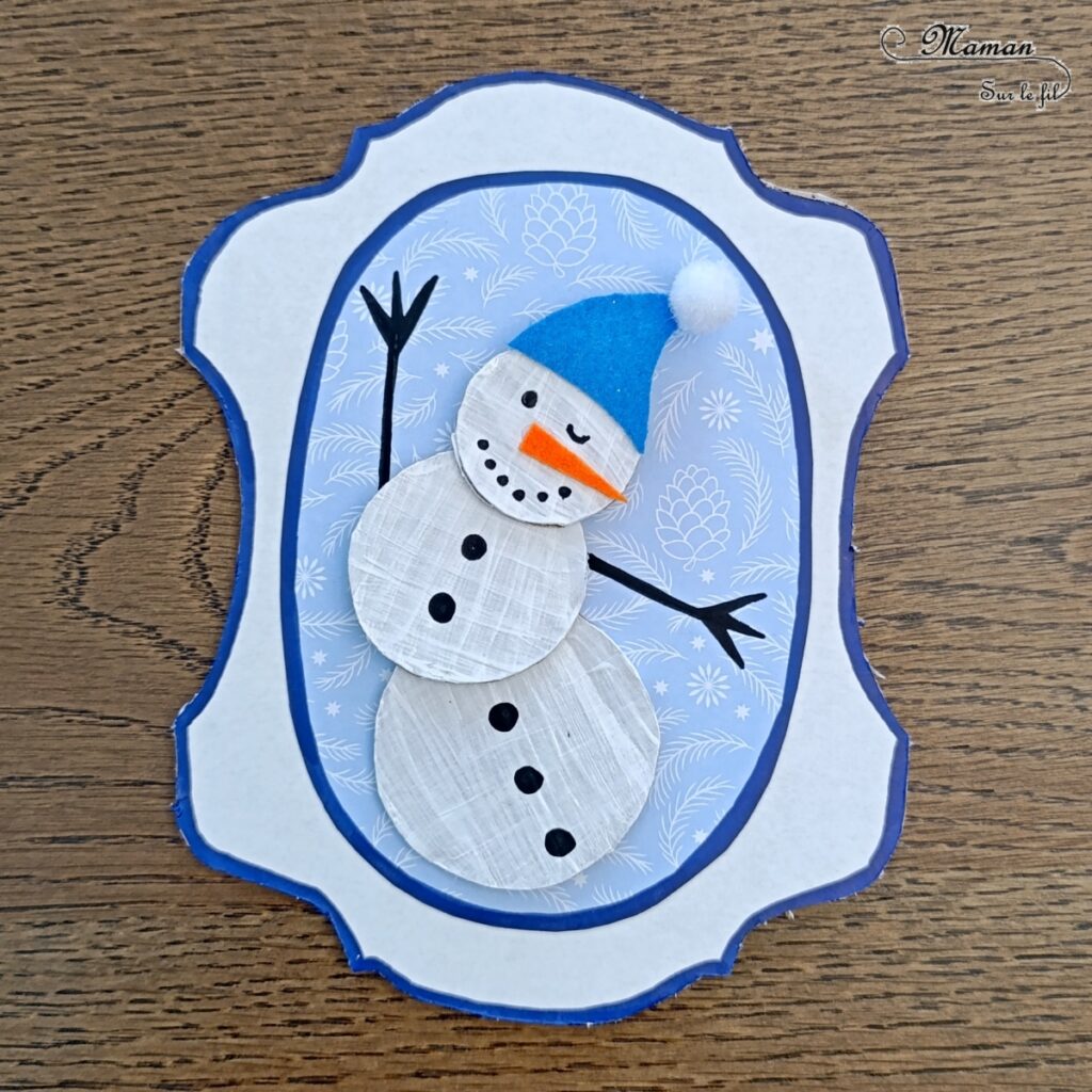 Fabriquer une galerie de portraits de bonhommes de neige : activité créative, récup' et manuelle enfants - Tableaux avec cadres à l'ancienne en carton - Surcyclage, recyclage - Découpage, collage, peinture, dessin - Géométrie, cercles, compas - Décoration hivernale DIY - Thème hiver, neige - Bricolage et décoration sympa et facile - Arts visuels Maternelle et cycle 2 - Maternelle et élémentaire - Créativité - Cycle 1 ou 2 - tutoriel photos - mslf