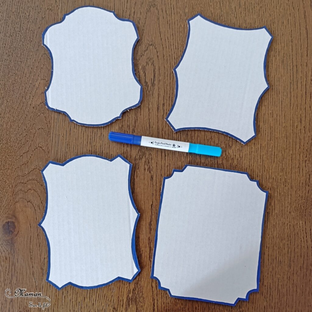 Fabriquer une galerie de portraits de bonhommes de neige : activité créative, récup' et manuelle enfants - Tableaux avec cadres à l'ancienne en carton - Surcyclage, recyclage - Découpage, collage, peinture, dessin - Géométrie, cercles, compas - Décoration hivernale DIY - Thème hiver, neige - Bricolage et décoration sympa et facile - Arts visuels Maternelle et cycle 2 - Maternelle et élémentaire - Créativité - Cycle 1 ou 2 - tutoriel photos - mslf