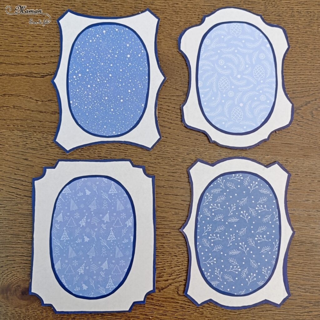 Fabriquer une galerie de portraits de bonhommes de neige : activité créative, récup' et manuelle enfants - Tableaux avec cadres à l'ancienne en carton - Surcyclage, recyclage - Découpage, collage, peinture, dessin - Géométrie, cercles, compas - Décoration hivernale DIY - Thème hiver, neige - Bricolage et décoration sympa et facile - Arts visuels Maternelle et cycle 2 - Maternelle et élémentaire - Créativité - Cycle 1 ou 2 - tutoriel photos - mslf