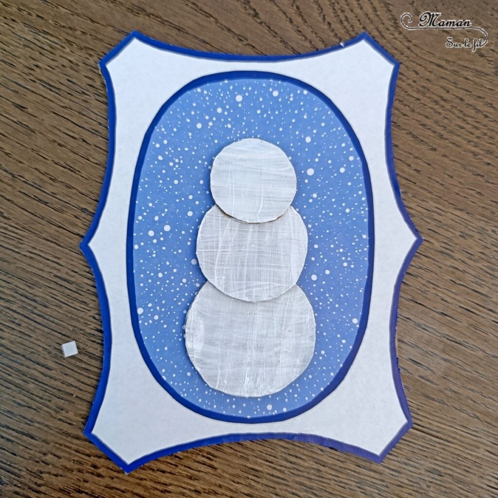 Fabriquer une galerie de portraits de bonhommes de neige : activité créative, récup' et manuelle enfants - Tableaux avec cadres à l'ancienne en carton - Surcyclage, recyclage - Découpage, collage, peinture, dessin - Géométrie, cercles, compas - Décoration hivernale DIY - Thème hiver, neige - Bricolage et décoration sympa et facile - Arts visuels Maternelle et cycle 2 - Maternelle et élémentaire - Créativité - Cycle 1 ou 2 - tutoriel photos - mslf