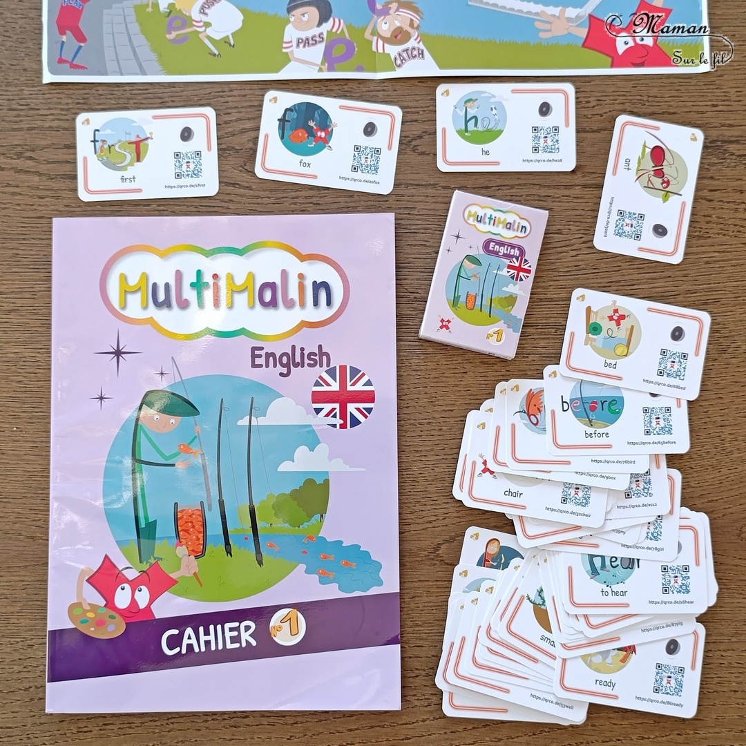 Apprendre l'anglais aux enfants avec Multimalin : Méthode clé en main basée sur des images et vidéos mentales - Jeux et activités ludiques et interactives - 90 mots par trimestre - minutes max par jour - Cahier, Cartes comme Flashcards, Tampons, Accès à vie aux vidéos et jeux numériques - Vidéo gratuite : 4 clés pour l'apprentissage de l'anglais - Cadeaux de lancement - Code de réduction - tutoriel et avis photos et vidéos - mslf