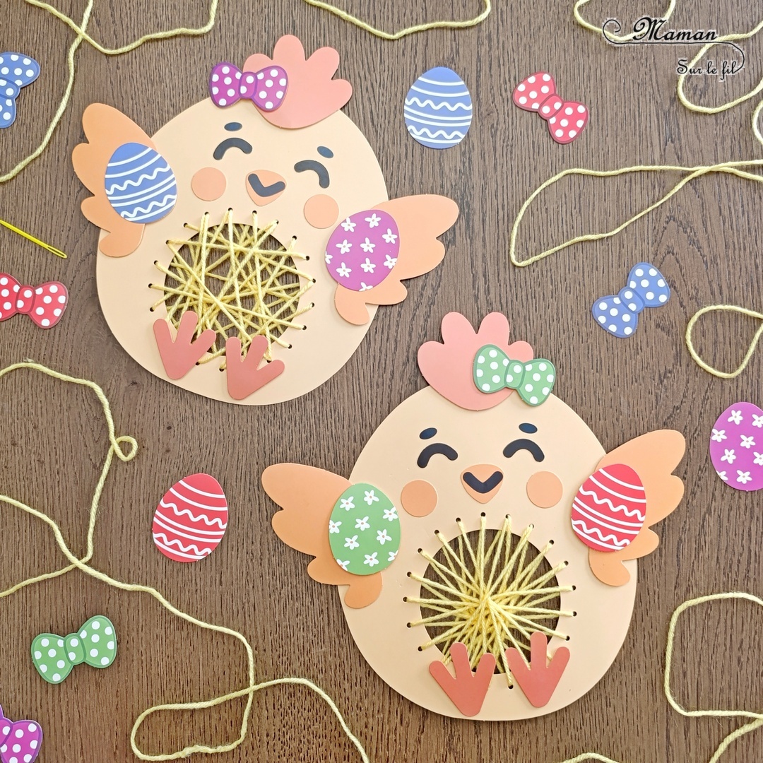 Kit Poussins de Pâques à tisser avec de la laine : activité créative et manuelle enfants - Le kit créatif vient de chez 10 Doigts - Il est tout compris et comprend le nécessaire pour 6 Poussins - Motricité fine pour le tissage de la laine - Collage des différents éléments (visage, ailes, pattes, noeuds, oeufs de Pâques - Bricolage et décoration DIY - Bricolage Fait maison, décoration - Kit tout compris - Thème Pâques, chasse aux oeufs, Animaux de la ferme - Bricolage sympa et facile - Arts visuels Maternelle et cycle 2 - Maternelle et élémentaire - Créativité - Cycle 1 ou 2 - tutoriel photos - mslf
