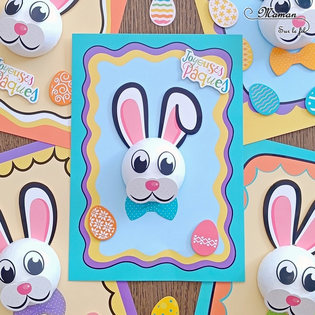 Fabriquer des tableaux Lapins de Pâques : activité créative et manuelle enfants - Le kit créatif vient de chez 10 Doigts - Il est tout compris et comprend le nécessaire pour 6 tableaux - Collage, demie-boule en polystyrène pour un effet 3D rigolo - Oeufs et message Joyeuses Pâques - Noeud Papillon - Bricolage et décoration DIY - Bricolage Fait maison, décoration - Kit tout compris - Thème Pâques, chasse aux oeufs, Animaux de la ferme - Bricolage sympa et facile - Arts visuels Maternelle et cycle 2 - Maternelle et élémentaire - Créativité - Cycle 1 ou 2 - tutoriel photos - mslf