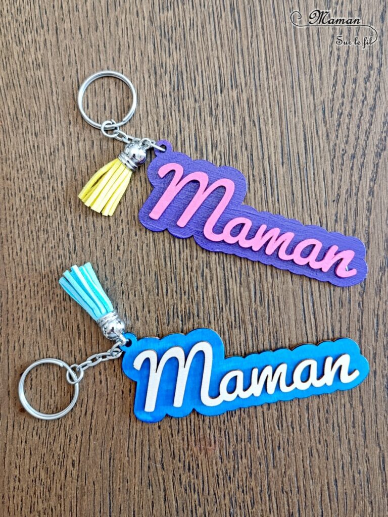 Kit Porte-clés "Maman" en bois à offrir : activité créative et manuelle enfants - Le kit vient de chez 10 Doigts - Peinture, Collage - Bricolage et cadeau DIY - Bricolage Fait maison à offrir - Fête des mères - Thème Fêtes, amour - Bricolage sympa et facile - Arts visuels Maternelle et cycle 2 - Maternelle et élémentaire - Créativité - Cycle 1 ou 2 - tutoriel photos - mslf