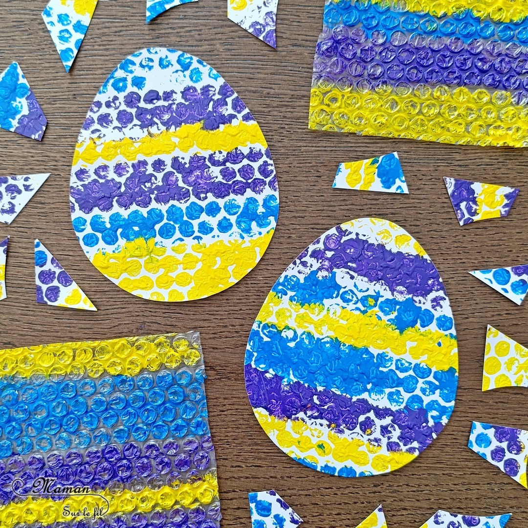 Peindre des oeufs de Pâques avec du papier à bulles : activité créative, peinture et manuelle enfants - Technique de peinture ludique au rendu sympa - Activité rapide et parfaite pour les plus petits - Simple et joli - Thème Pâques, oiseaux - Bricolage et décoration sympa et facile - Arts visuels maternelle et élémentaire - Cycles 1 et 2 - Créativité - tutoriel photos et vidéo - mslf