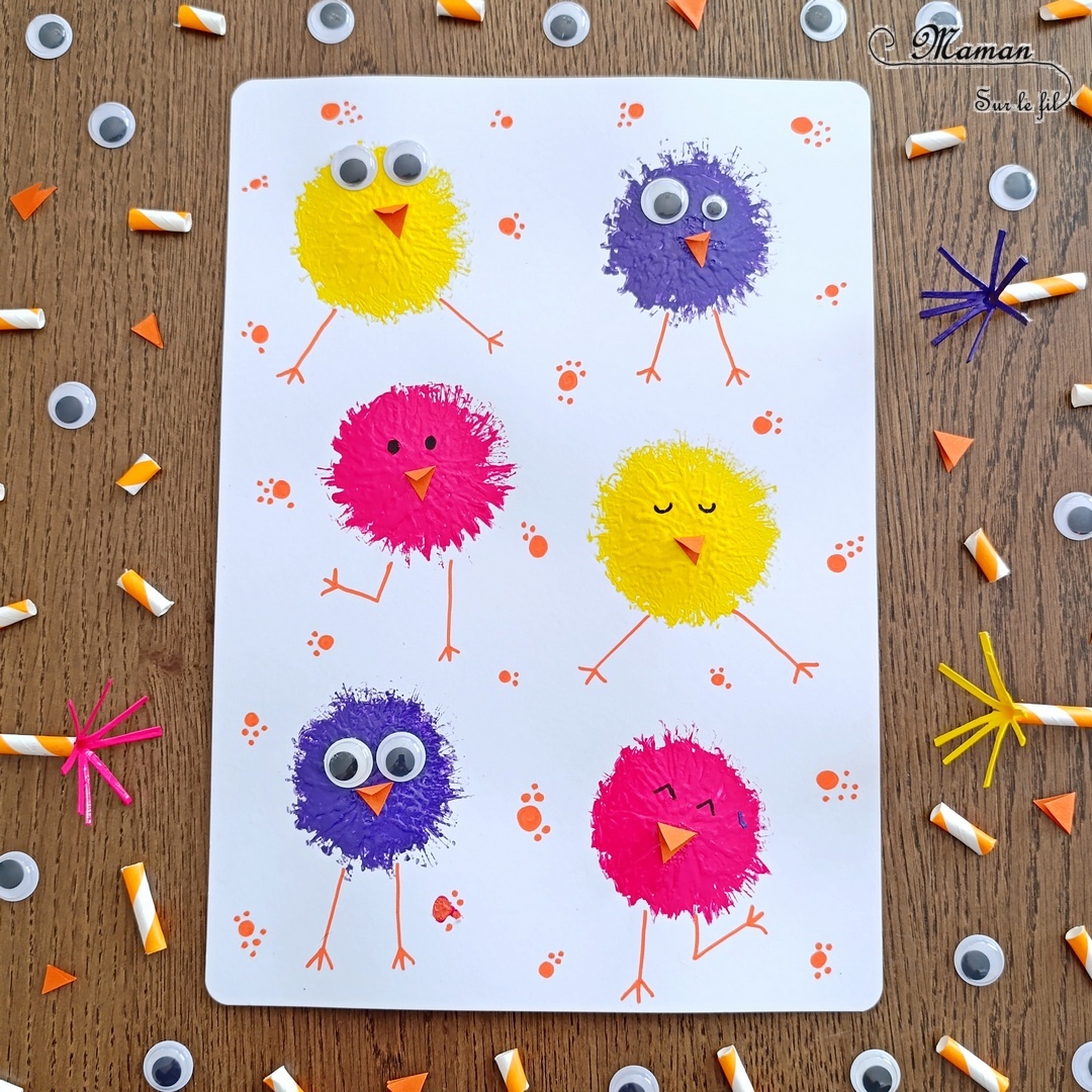 Peindre des poussins rigolos avec une paille : activité créative, peinture et manuelle enfants - Découpage de la paille - Technique de peinture ludique - Dessin, yeux mobiles pour des têtes marrantes - Simple, coloré et joli - Thème Pâques, printemps, animaux de la ferme, oiseaux - Bricolage et décoration sympa et facile - Arts visuels maternelle et élémentaire - Cycles 1 et 2 - Créativité - tutoriel photos - mslf