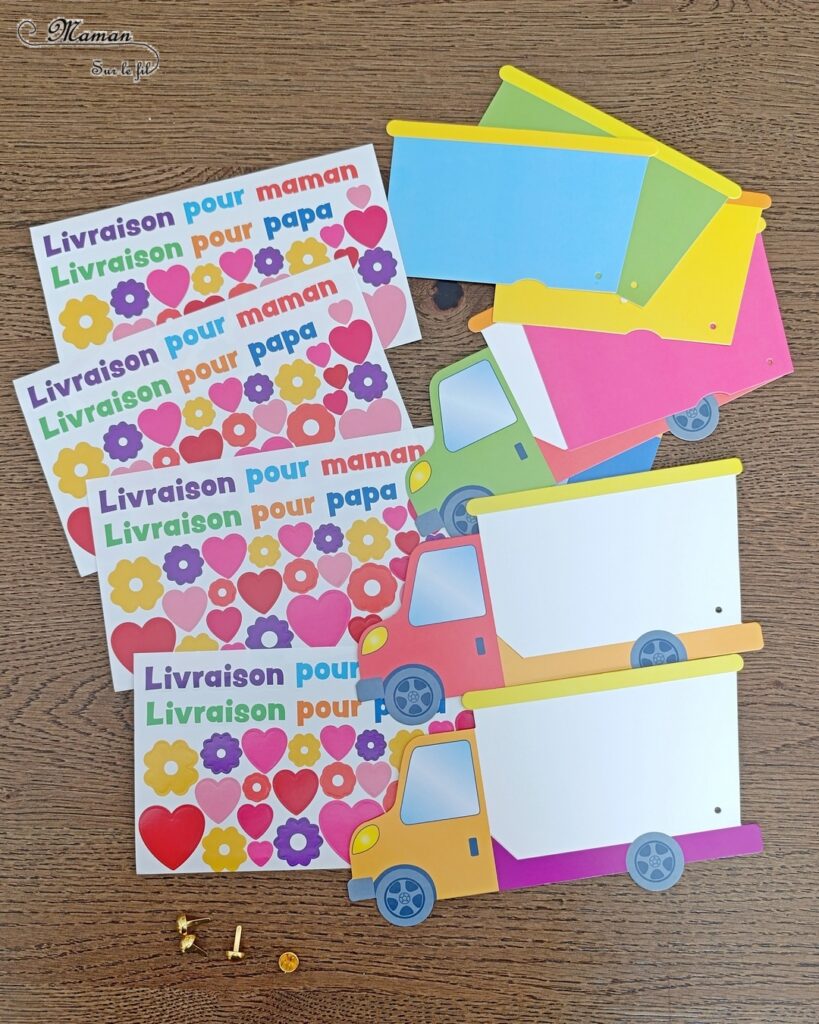 Cartes Camions pour la fête des mères, des pères ou des parents : activité créative et manuelle enfants - Le tutoriel et matériel viennent de chez 10 Doigts - Kit tout compris pour un cadeau DIY et Fait maison pour la fête des mères ou des pères - Message caché avec la benne qui s'ouvre - Gommettes et Photos possible - Mignon et coloré - Cartes à offrir Bricolage et cadeau DIY - Bricolage Fait maison à offrir - Fête des mères, pères, grands-mères, grands-pères, parents - Pour les enseignants en fin d'année - Thème Fêtes, amour, amitié, Saint-Valentin - Bricolage sympa et facile - Arts visuels Maternelle et cycle 2 - Maternelle et élémentaire - Créativité - Cycle 1 ou 2 - tutoriel photos - mslf