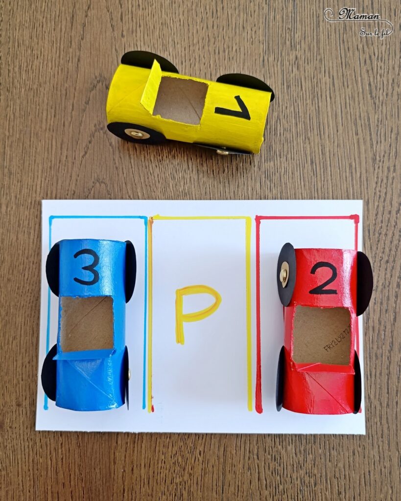 Fabriquer des voitures en récup' de rouleaux de PQ et les utiliser pour des activités pédagogiques : activité créative, recyclage et manuelle enfants - Peinture et surcyclage de rouleaux de papier toilette en carton - Bricolage rigolo et activités autour des couleurs et du dénombrement - Chiffres de 1 à 3 - Livret d'activités pour maternelle et préscolaire autour des véhicules - Thème Voitures et Véhicules - Bricolage et décoration sympa et facile - Arts visuels maternelle et élémentaire - Cycles 1 et 2 - Créativité - tutoriel photos et vidéo - mslf
