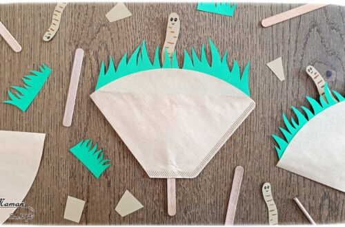 Fabriquer un mignon ver de terre qui sort de terre : activité créative, recyclage et manuelle enfants - Récup' de bâtonnets de glace en bois ou de pics à brochettes, et de filtres à café - Découpage, collage de l'herbe - Ver de terre qui se cache, coulisse et apparaît - Surcyclage - Thème Insectes et petites bêtes, printemps, animaux de la forêt - Bricolage et décoration sympa et facile - Arts visuels maternelle et élémentaire - Cycles 1 et 2 - Créativité - tutoriel photos et vidéo - mslf