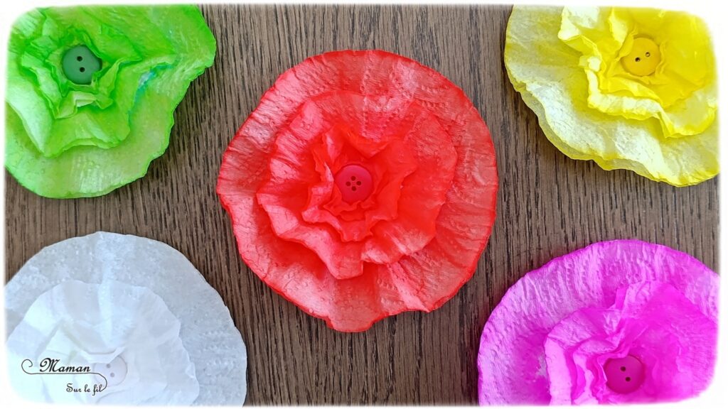 Fabriquer des fleurs avec des feuilles d'essuie-tout + activités de classement par couleurs : activité créative, nature, pédagogique et manuelle enfants - Tracé et découpage de cercles dans du Sopaline - Coloriage des bords aux feutres - Application d'eau au pinceau - Coeur fait avec un bouton -Chasse aux couleurs dans le jardin (fleurs, feuilles, trèfles, herbes...) - Land art et nature - Cartes avec Photos de fleurs à classer par couleur pour compléter - Jeu Repère les couleurs pour les plus grands - Jeux PDF à imprimer Simple, coloré et joli - Thème Fleurs, printemps, couleurs - Bricolage et décoration sympa et facile - Arts visuels maternelle et élémentaire - Cycles 1 et 2 - Créativité - tutoriel photos - mslf