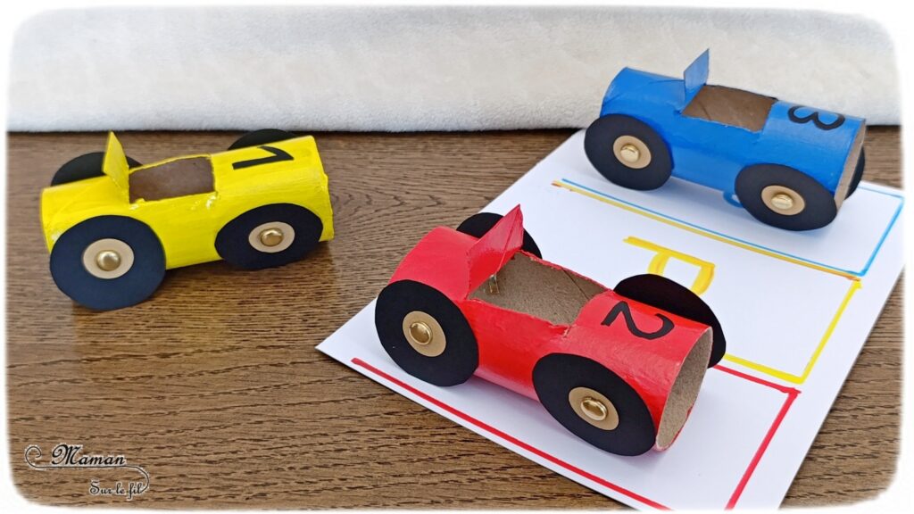 Fabriquer des voitures en récup' de rouleaux de PQ et les utiliser pour des activités pédagogiques : activité créative, recyclage et manuelle enfants - Peinture et surcyclage de rouleaux de papier toilette en carton - Bricolage rigolo et activités autour des couleurs et du dénombrement - Chiffres de 1 à 3 - Livret d'activités pour maternelle et préscolaire autour des véhicules - Thème Voitures et Véhicules - Bricolage et décoration sympa et facile - Arts visuels maternelle et élémentaire - Cycles 1 et 2 - Créativité - tutoriel photos et vidéo - mslf