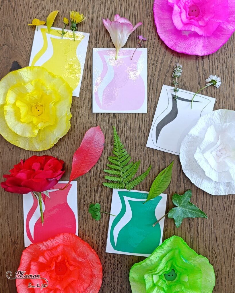 Fabriquer des fleurs avec des feuilles d'essuie-tout + activités de classement par couleurs : activité créative, nature, pédagogique et manuelle enfants - Tracé et découpage de cercles dans du Sopaline - Coloriage des bords aux feutres - Application d'eau au pinceau - Coeur fait avec un bouton -Chasse aux couleurs dans le jardin (fleurs, feuilles, trèfles, herbes...) - Land art et nature - Cartes avec Photos de fleurs à classer par couleur pour compléter - Jeu Repère les couleurs pour les plus grands - Jeux PDF à imprimer Simple, coloré et joli - Thème Fleurs, printemps, couleurs - Bricolage et décoration sympa et facile - Arts visuels maternelle et élémentaire - Cycles 1 et 2 - Créativité - tutoriel photos - mslf