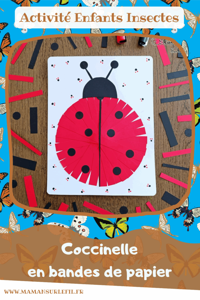 Créer une coccinelle en collage de bandes de papier : activité créative et manuelle enfants - Géométrie avec utilisation de la règle et du compas - Découpage, collage, perforatrice rond - Dessins et graphismes - Thème Insectes et petites bêtes, printemps - Bricolage et décoration sympa et facile - Arts visuels maternelle et élémentaire - Cycles 1 et 2 - Créativité - tutoriel photos - mslf