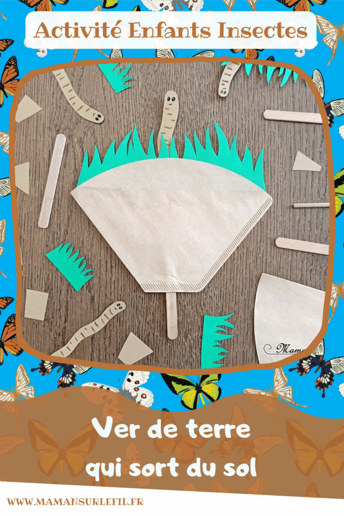 Fabriquer un mignon ver de terre qui sort de terre : activité créative, recyclage et manuelle enfants - Récup' de bâtonnets de glace en bois ou de pics à brochettes, et de filtres à café - Découpage, collage de l'herbe - Ver de terre qui se cache, coulisse et apparaît - Surcyclage - Thème Insectes et petites bêtes, printemps, animaux de la forêt - Bricolage et décoration sympa et facile - Arts visuels maternelle et élémentaire - Cycles 1 et 2 - Créativité - tutoriel photos et vidéo - mslf