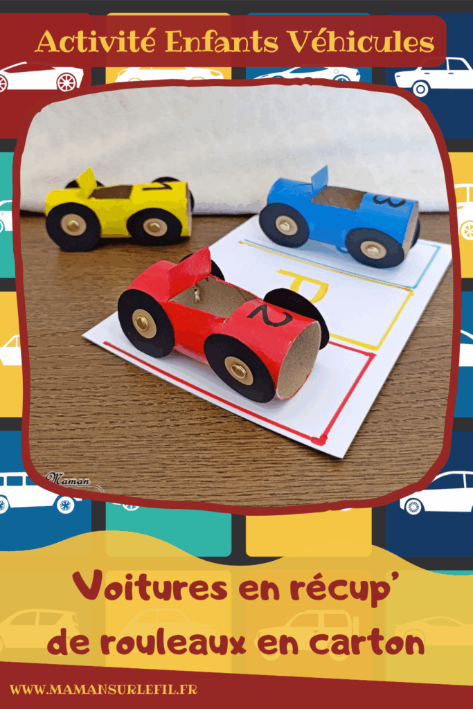 Fabriquer des voitures en récup' de rouleaux de PQ et les utiliser pour des activités pédagogiques : activité créative, recyclage et manuelle enfants - Peinture et surcyclage de rouleaux de papier toilette en carton - Bricolage rigolo et activités autour des couleurs et du dénombrement - Chiffres de 1 à 3 - Livret d'activités pour maternelle et préscolaire autour des véhicules - Thème Voitures et Véhicules - Bricolage et décoration sympa et facile - Arts visuels maternelle et élémentaire - Cycles 1 et 2 - Créativité - tutoriel photos et vidéo - mslf