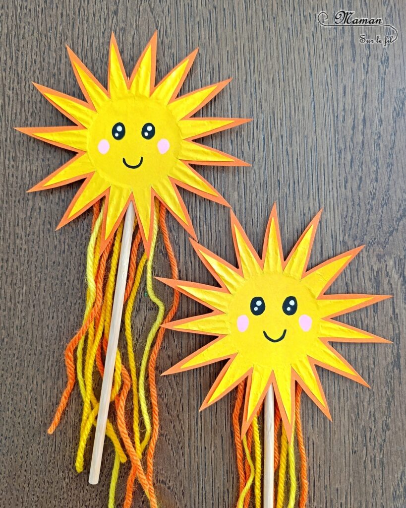 Fabriquer des baguettes magiques Soleils avec des caissettes à cupcakes : activité créative et manuelle enfants - Recyclage, surcyclage de papier bulle - Découpage et collage - Bâtonnets en bois et bouts de laine pour la décoration - Thème météo, ciel, soleil, été - Bricolage et décoration sympa et facile - Arts visuels maternelle et élémentaire - Cycles 1 et 2 - Créativité - tutoriel photos - mslf