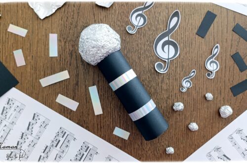 Fabriquer un micro en récup' : activité créative, récup et manuelle enfants - Recyclage, surcyclage d'un rouleau de papier toilette en carton (rouleau de PQ) - Bricolage rapide pour la fête de la musique - Découpage et collage de papier - Mouchoirs, essuie-tout, papier alu - Thème Fête de la musique, chant - Bricolage et décoration sympa et facile - Arts visuels maternelle et élémentaire - Cycles 1 et 2 - Créativité - tutoriel photos - mslf