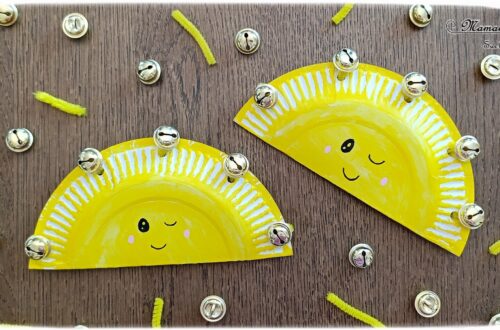 Fabriquer des tambourins Soleils en récup' : activité créative, récup et manuelle enfants - Recyclage, surcyclage d'assiettes en carton - Bricolage, peinture avec des sticks de gouache - Grelots et fils chenille pour la musique - Visage mignon - Bricolage rapide pour la fête de la musique et l'été - Instruments de musique DIY, fait maison - Thème Fête de la musique, été, météo, soleil - Bricolage et décoration sympa et facile - Arts visuels maternelle et élémentaire - Cycles 1 et 2 - Créativité - tutoriel photos et vidéo - mslf