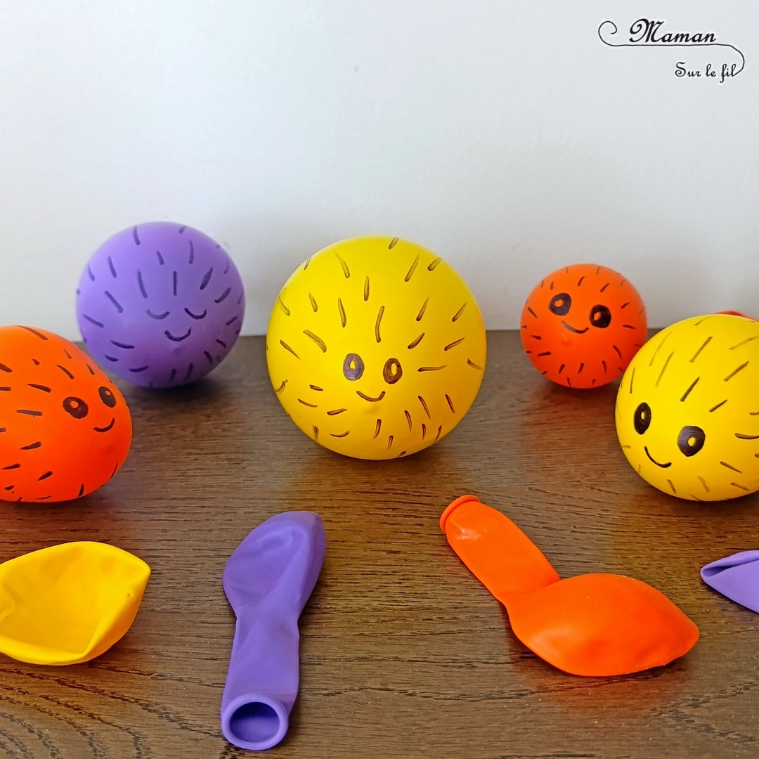 Fabriquer des poissons-globes qui gonflent comme par magie : activité créative, rigolote et manuelle enfants - Expérience ludique avec ballons, vinaigre blanc et bicarbonate - Bricolage facile et rigolo - Sciences pour les plus jeunes - Dessins - Thème poissons, animaux marins, mer, océans, été, 1er avril - Bricolage et décoration sympa et facile - Arts visuels maternelle et élémentaire - Cycles 1 et 2 - Créativité - tutoriel photos et vidéo - mslf