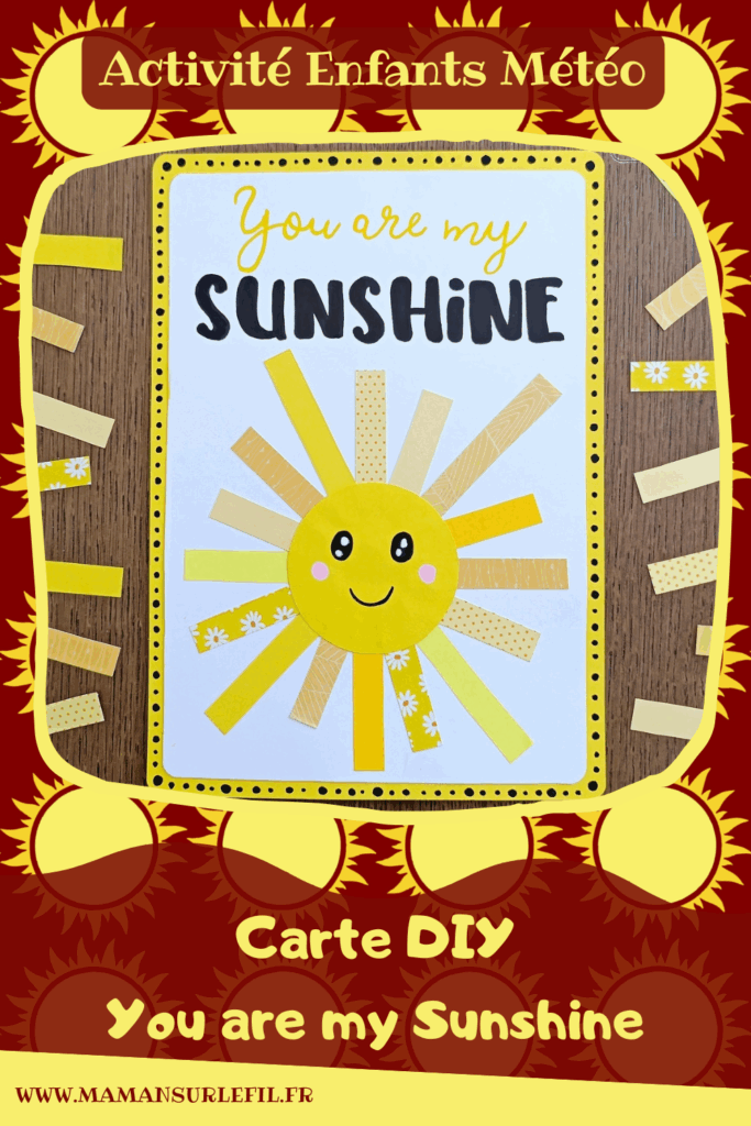 Créer une carte DIY You are my sunshine : activité créative et manuelle enfants - Soleil en bandes de papiers divers - Utilisation de chutes de papier - Géométrie, utilisation de la règle et du compas - Découpage et collage - Calligraphie - Carte à offrir à ceux qu'on aime - Cadeau fait maison - Thème météo, ciel, soleil, été, fête des mères, pères, parents - Bricolage et décoration sympa et facile - Arts visuels maternelle et élémentaire - Cycles 1 et 2 - Créativité - tutoriel photos - mslf