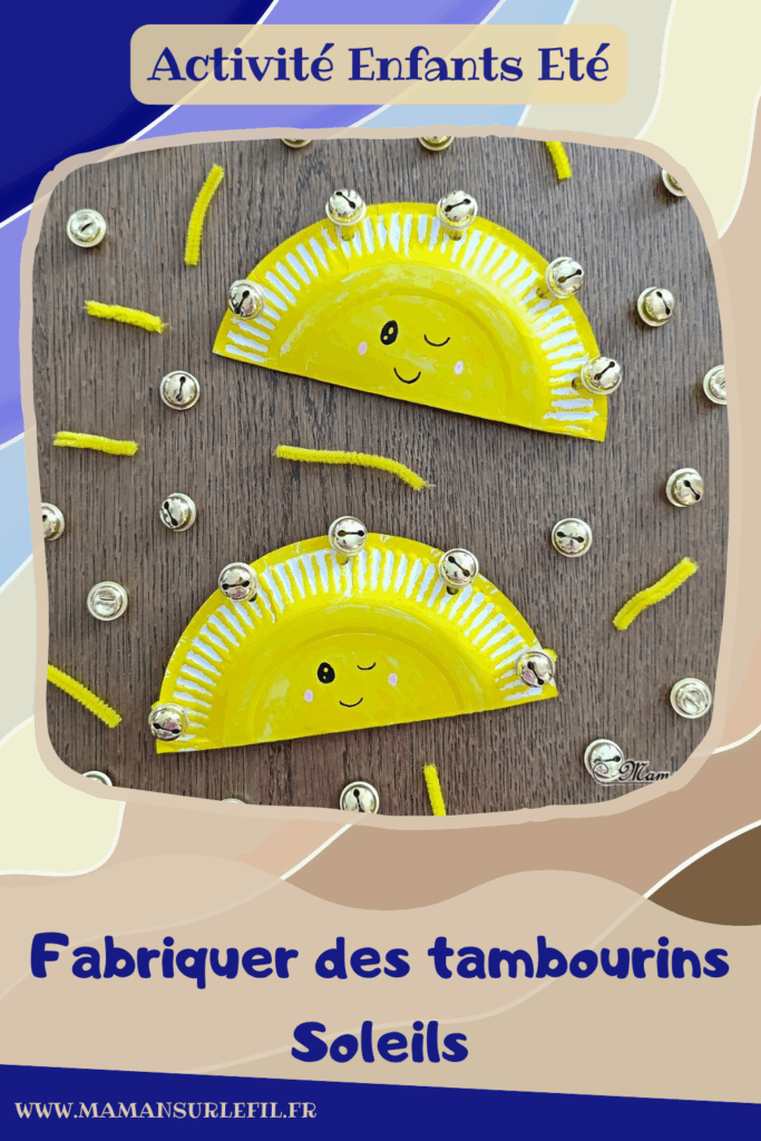 Fabriquer des tambourins Soleils en récup' : activité créative, récup et manuelle enfants - Recyclage, surcyclage d'assiettes en carton - Bricolage, peinture avec des sticks de gouache - Grelots et fils chenille pour la musique - Visage mignon - Bricolage rapide pour la fête de la musique et l'été - Instruments de musique DIY, fait maison - Thème Fête de la musique, été, météo, soleil - Bricolage et décoration sympa et facile - Arts visuels maternelle et élémentaire - Cycles 1 et 2 - Créativité - tutoriel photos et vidéo - mslf