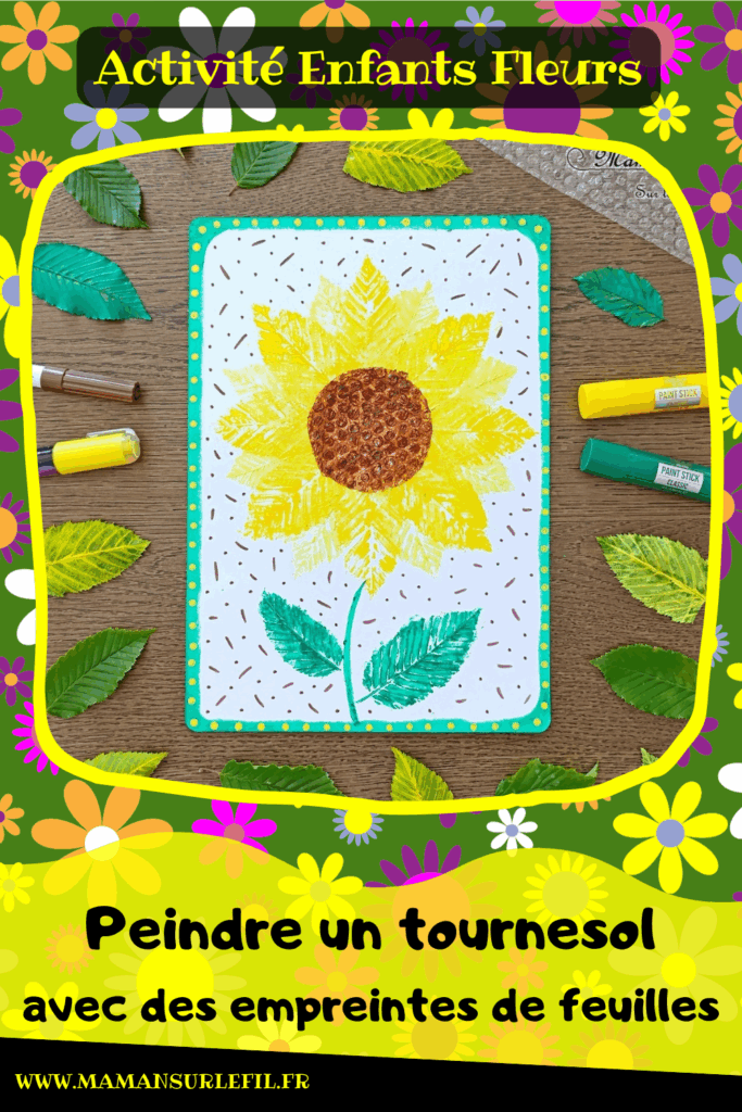 Peindre un tournesol avec des empreintes de feuilles : activité créative, peinture et manuelle enfants - Peinture avec des éléments de la nature - Empreintes de feuilles faites avec de la gouache en stick - Papier à bulles pour le coeur du tournesol - Dessin et graphismes - Land Art et Nature - Thème Fleurs, printemps, été, soleil - Bricolage et décoration sympa et facile - Arts visuels maternelle et élémentaire - Cycles 1 et 2 - Créativité - tutoriel photos et vidéo - mslf