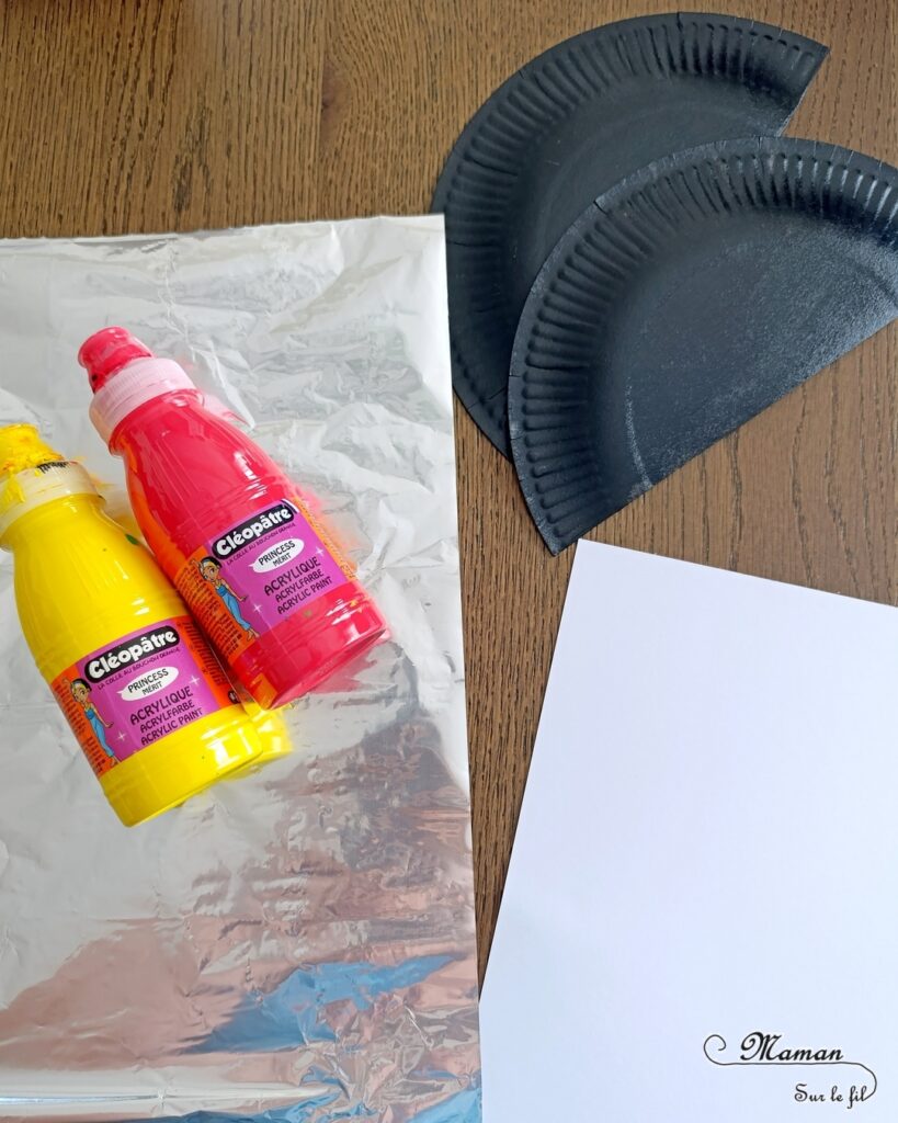 Fabriquer un barbecue avec une assiette en carton : activité créative, récup', peinture et manuelle enfants - Recyclage, surcyclage d'assiettes en carton - Peindre l'assiette en noir - Peinture au papier aluminium, relief, texture et dégradé de peinture pour le feu - Système d'attache parisienne pour ouvrir et fermer le couvercle - Découpage, collage de papier carton ondulé - Bricolage facile pour jeu DIY - Thème camping, vacances, barbecue, été - Bricolage et décoration sympa et facile - Arts visuels maternelle et élémentaire - Cycles 1 et 2 - Créativité - tutoriel photos - mslf