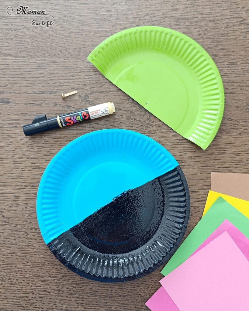 Camping dans la nature de jour et de nuit : activité créative, peinture et manuelle enfants - Jour et nuit qui passent et se succèdent grâce à roue qui tourne - Récup' d'assiettes en carton - Attache parisienne - Peinture, dessin, découpage, collage - Tente, ciel, herbe, arbre, temps qui passe - Jeu DIY rigolo à manipuler - Thème camping, vacances, été, colonies, camp d'été, météo, alternance Jour / Nuit, nature - Bricolage et décoration sympa et facile - Arts visuels maternelle et élémentaire - Cycles 1 et 2 - Créativité - tutoriel photos et vidéo - mslf