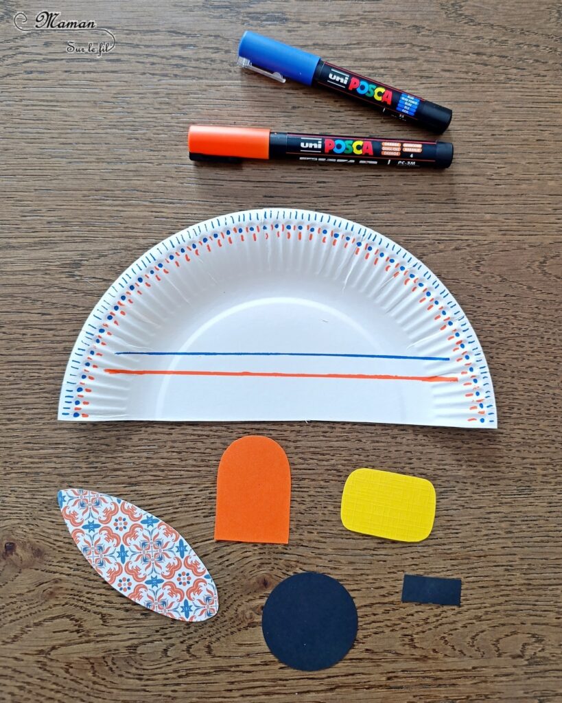 Fabriquer des caravanes avec des assiettes en carton : activité créative, récup' et manuelle enfants - Recyclage, surcyclage d'assiettes en carton - Découpage, collage de papiers - Surf sur le toit, prêt à partir en vacances - Décoration colorée avec dessins et graphismes - Bricolage facile pour jeu DIY - Thème camping, vacances, été - Bricolage et décoration sympa et facile - Arts visuels maternelle et élémentaire - Cycles 1 et 2 - Créativité - tutoriel photos - mslf