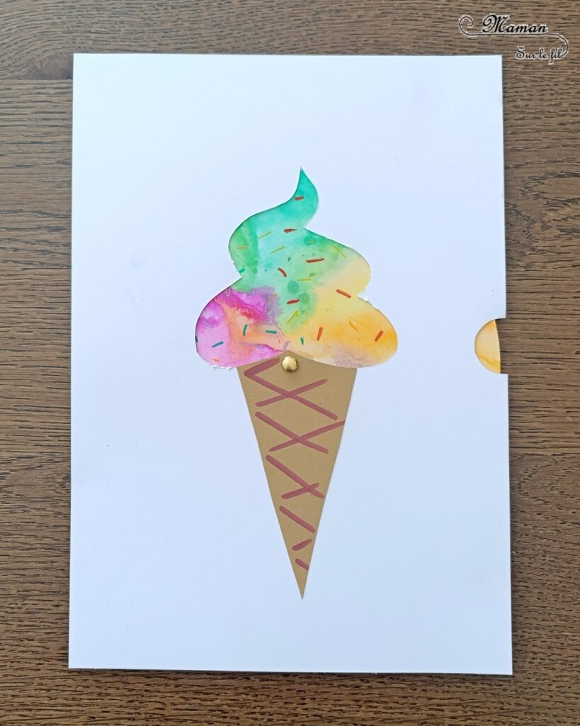 Créer une glace italienne qui change de couleurs : activité créative, peinture et manuelle enfants - Peinture et bricolage ludique avec roue qui tourne - Peinture type aquarelle, géométrie avec tracé de cercle, découpage, dessin et graphismes, attache parisienne - Bricolage facile et rigolo - Thème alimentation, gourmandises sucrées, glaces, été - Bricolage et décoration sympa et facile - Arts visuels maternelle et élémentaire - Cycles 1 et 2 - Créativité - tutoriel photos et vidéo - mslf