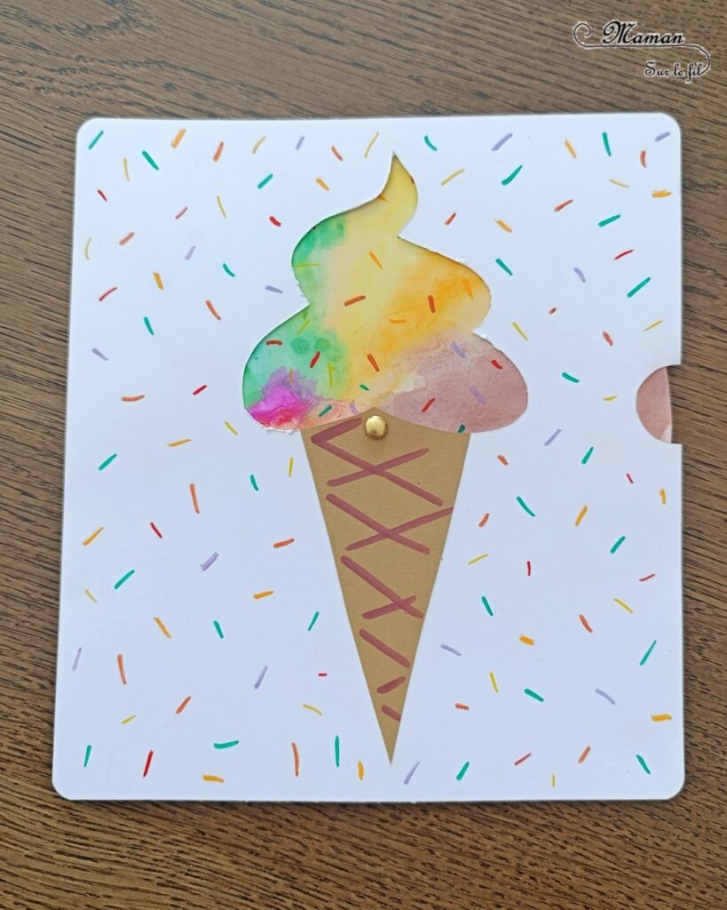 Créer une glace italienne qui change de couleurs : activité créative, peinture et manuelle enfants - Peinture et bricolage ludique avec roue qui tourne - Peinture type aquarelle, géométrie avec tracé de cercle, découpage, dessin et graphismes, attache parisienne - Bricolage facile et rigolo - Thème alimentation, gourmandises sucrées, glaces, été - Bricolage et décoration sympa et facile - Arts visuels maternelle et élémentaire - Cycles 1 et 2 - Créativité - tutoriel photos et vidéo - mslf